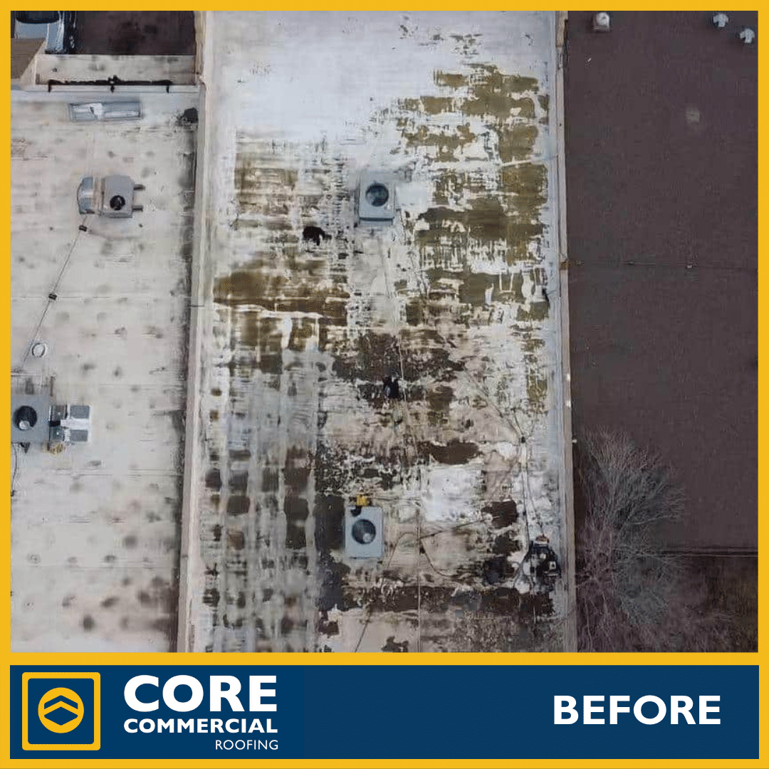 Roof surface with heavy staining