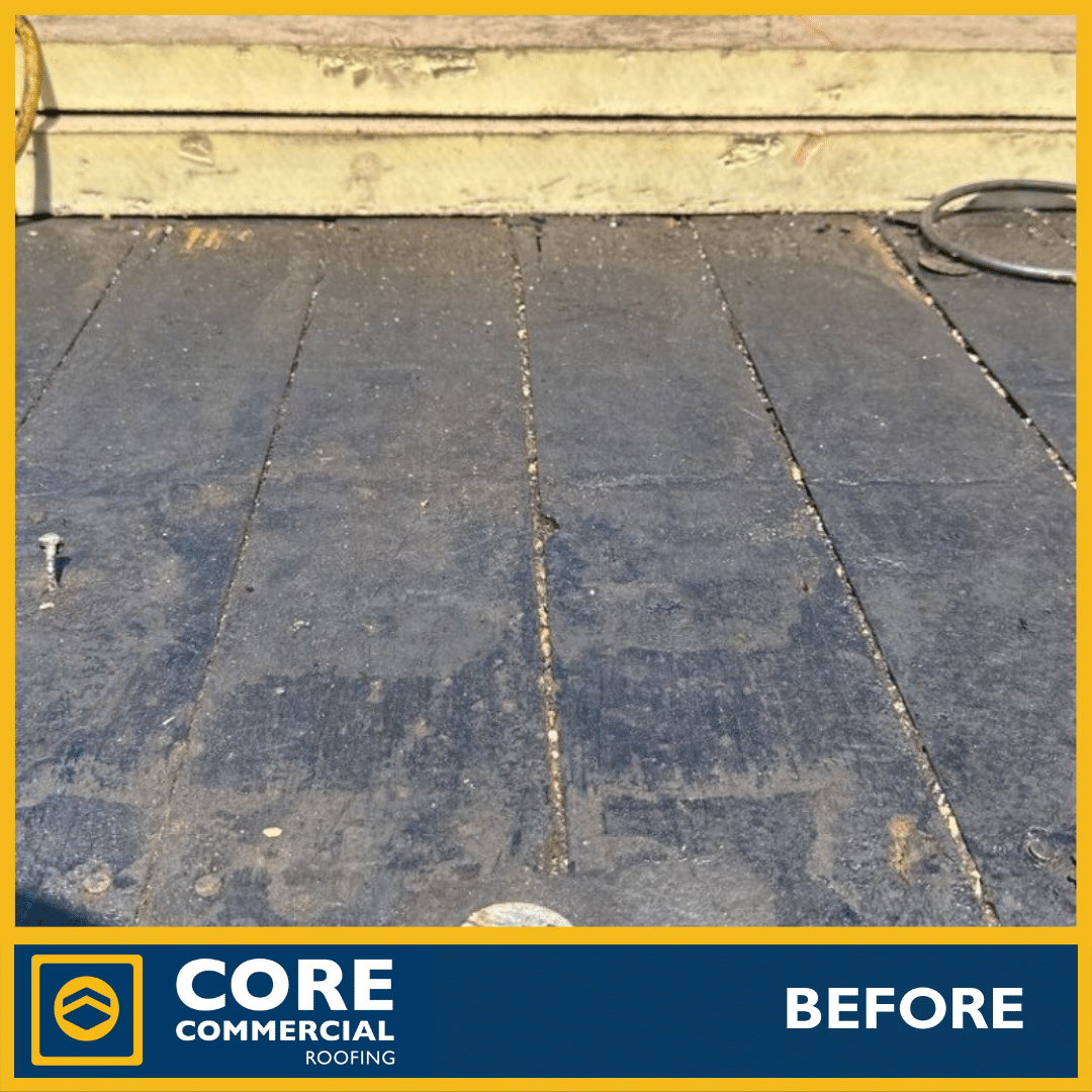 Worn roofing membrane close-up