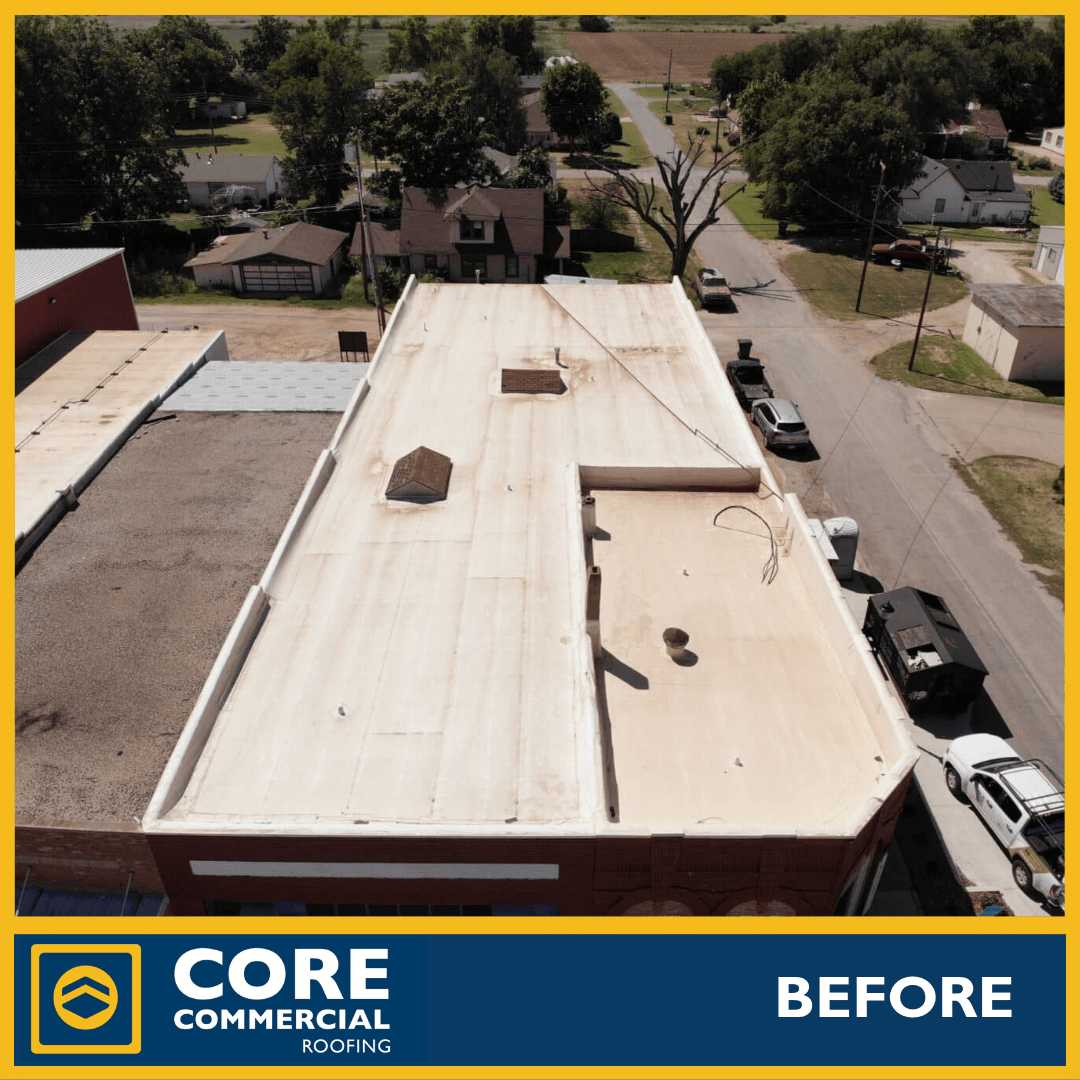 Long flat roof before repair