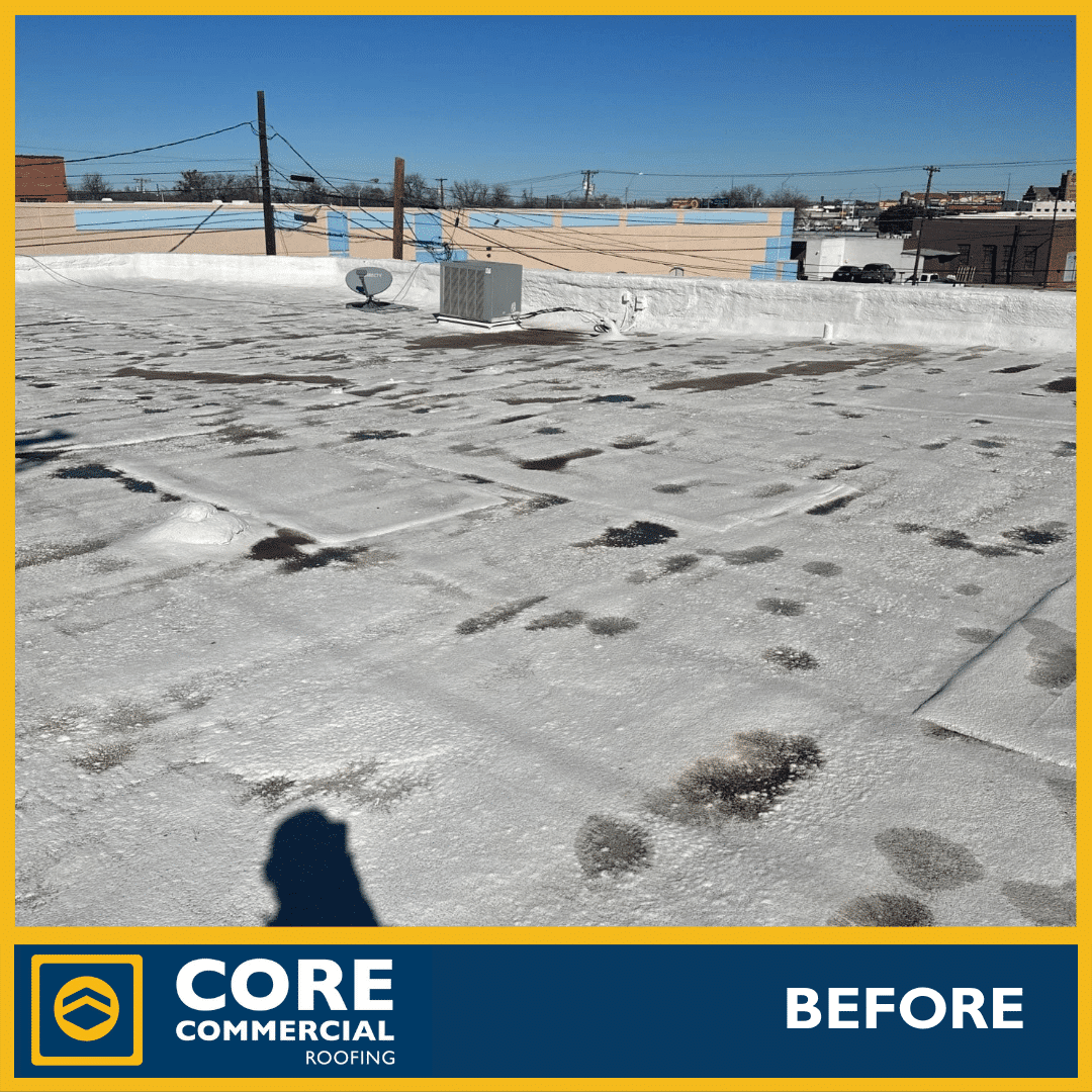 Damaged flat roof surface