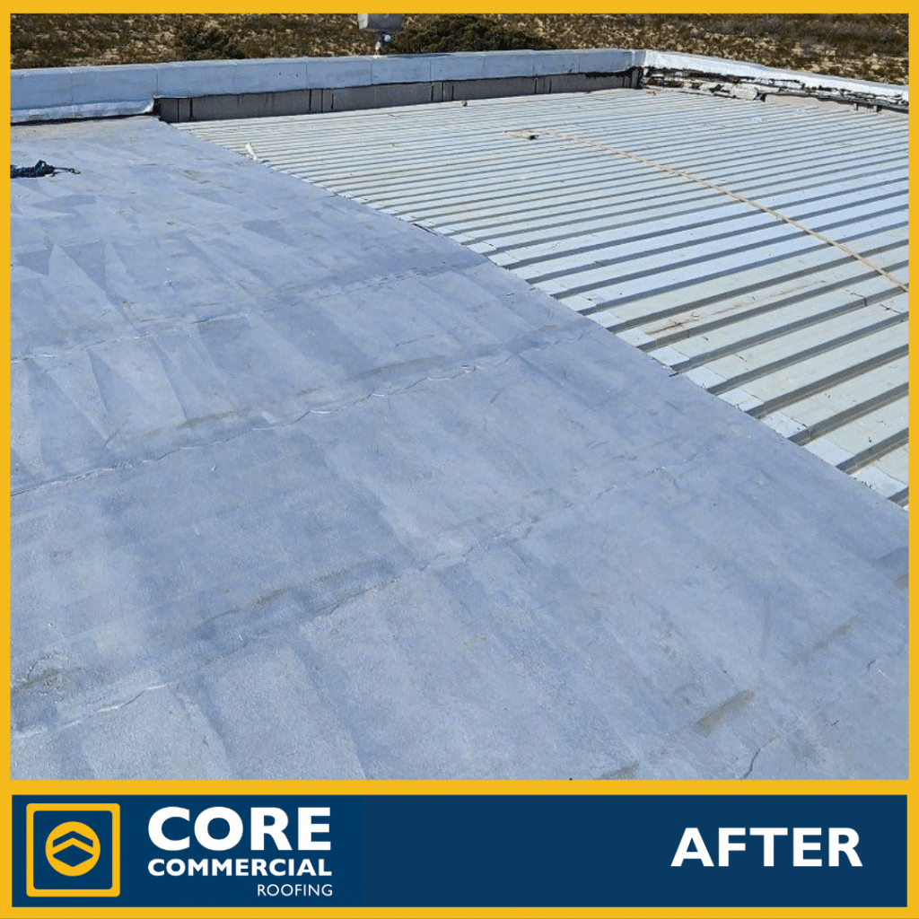 Restored commercial low-slope roof in the West Texas service area