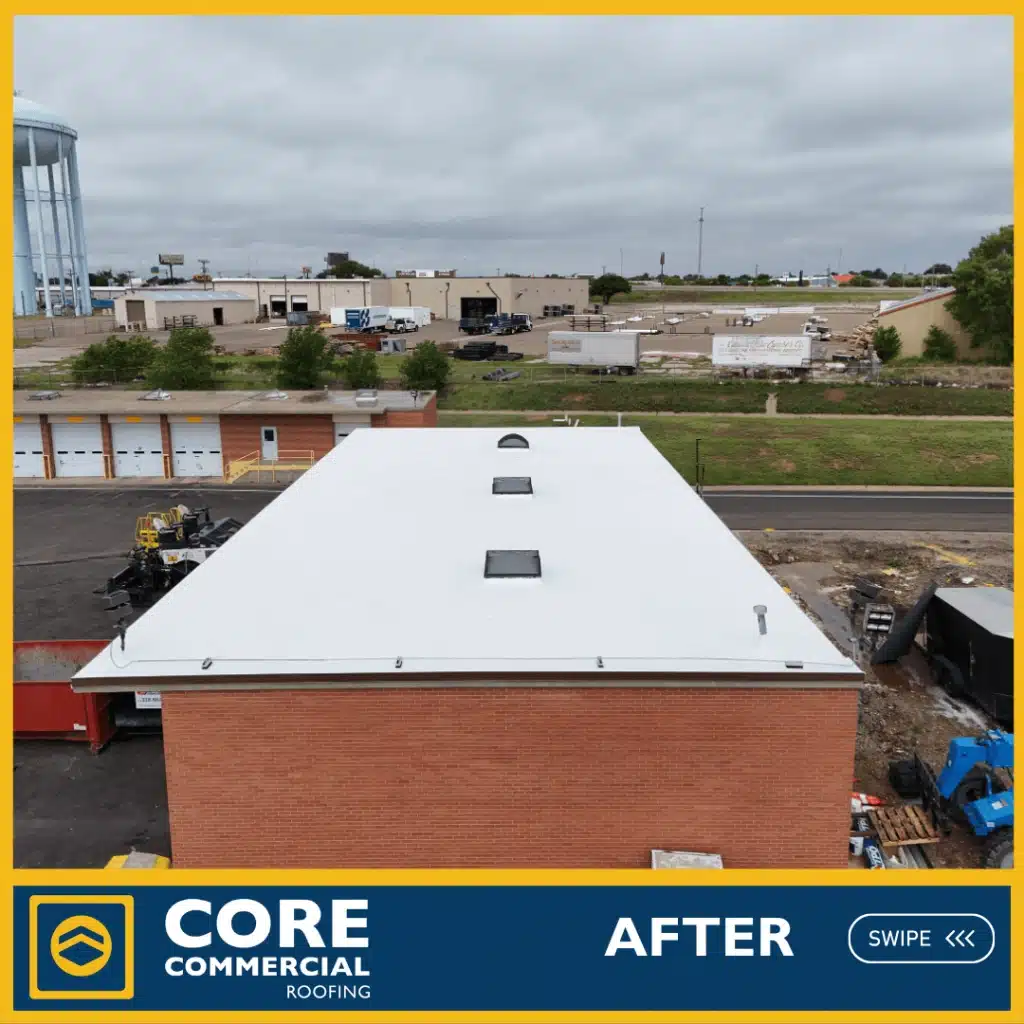 Finished commercial flat roof surface after a documented restoration