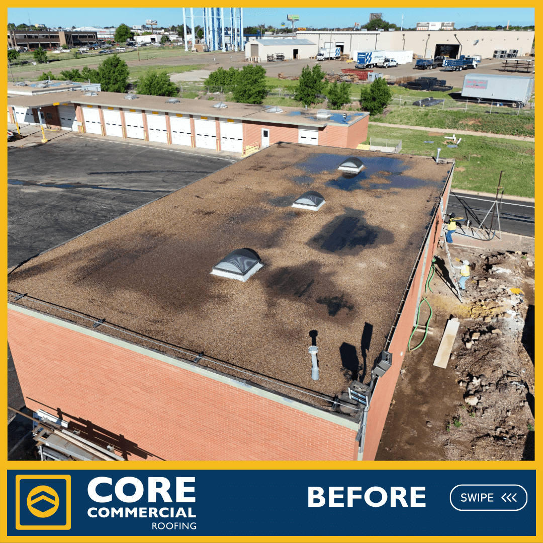 Commercial roof surface in the West Texas service area before restoration